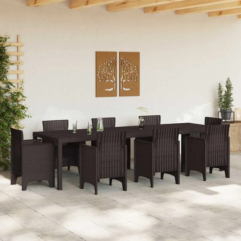 Mesa de Jardim vidaXL Castanha 300x100x73 cm Vime PE