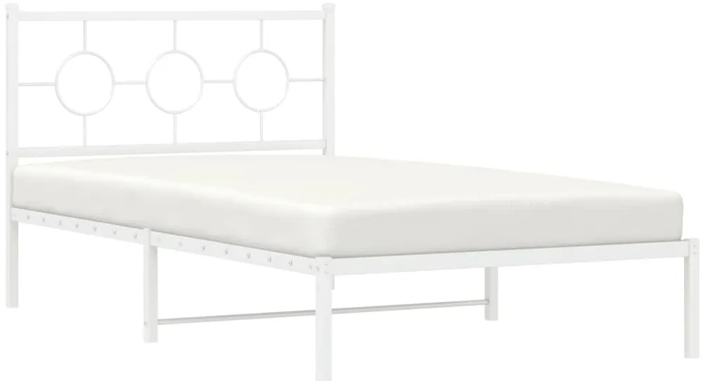 Estrutura de cama em metal com cabeceira 107x203 cm branco
