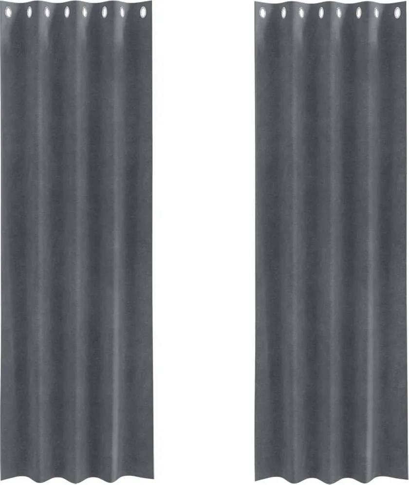 vidaXL Cortinas opacas 2 pcs Cinzento-claro 140 x 260 cm Veludo