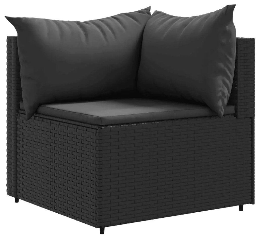 7 pcs conjunto lounge de jardim c/ almofadões vime PE preto