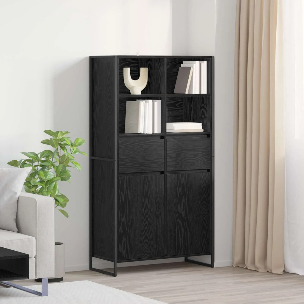 vidaXL Buffet com gaveta 2 pcs Carvalho Preto 81 x 36 x 150,5 cm