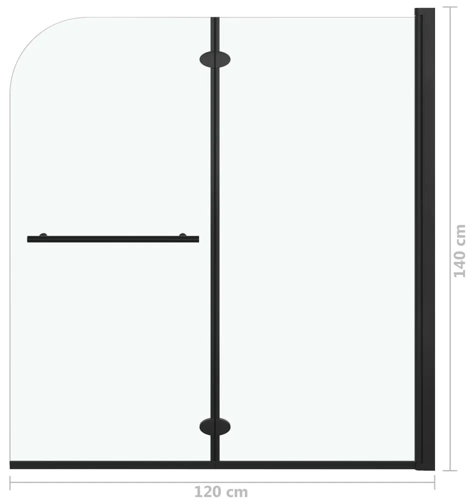 Divisória de chuveiro dobrável 2 painéis ESG 120x140 cm preto