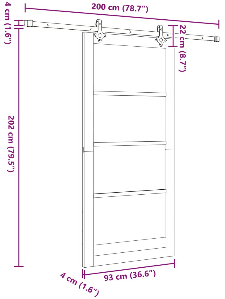 Porta Deslizante vidaXL com Conjunto de Hardware Branco 93x202 cm Made