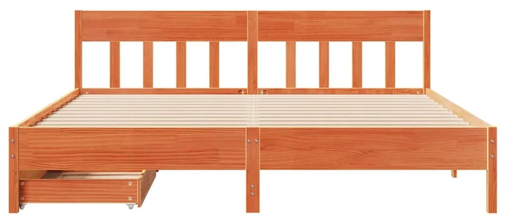 Cama sem colchão 200x200 cm pinho maciço castanho-mel