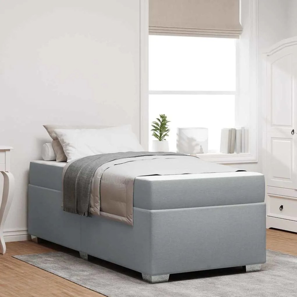 vidaXL Estrutura da Cama com colchão Cinzento-claro 80 x 200 cm tecido