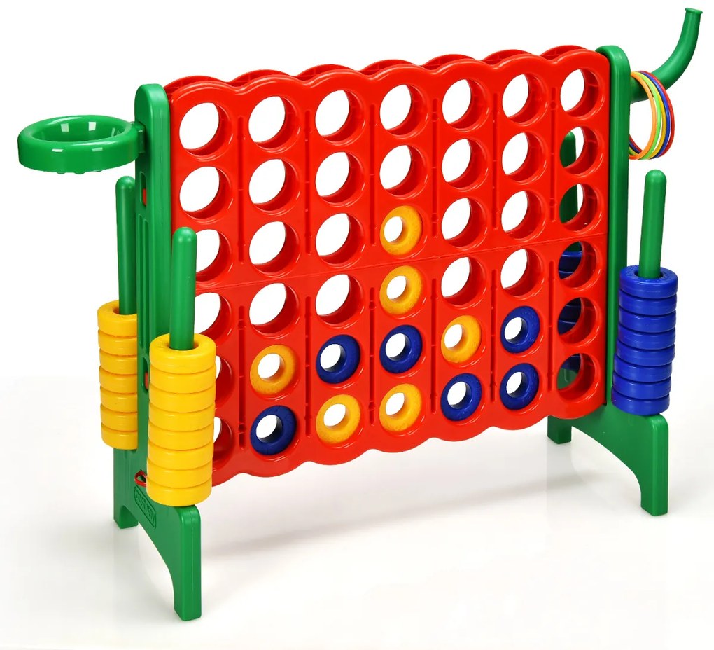 Jogo Conecta 4 gigante 84 x 33 x 74 cm para crianças e adultos para ar livre 74 cm com cesto e jogo de atirar argolas 42 peças Verde