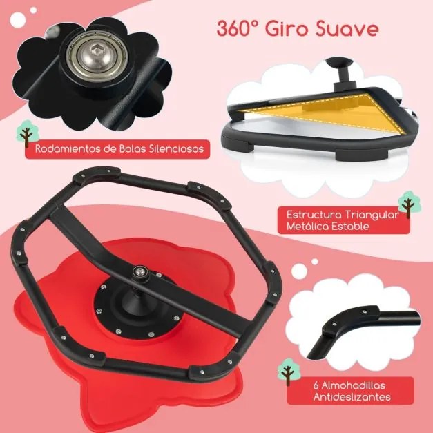 Cadeira giratória sensorial para crianças para autismo com base metálica antiderrapante Rotação 360° 54 x 50 x 25 cm Vermelho