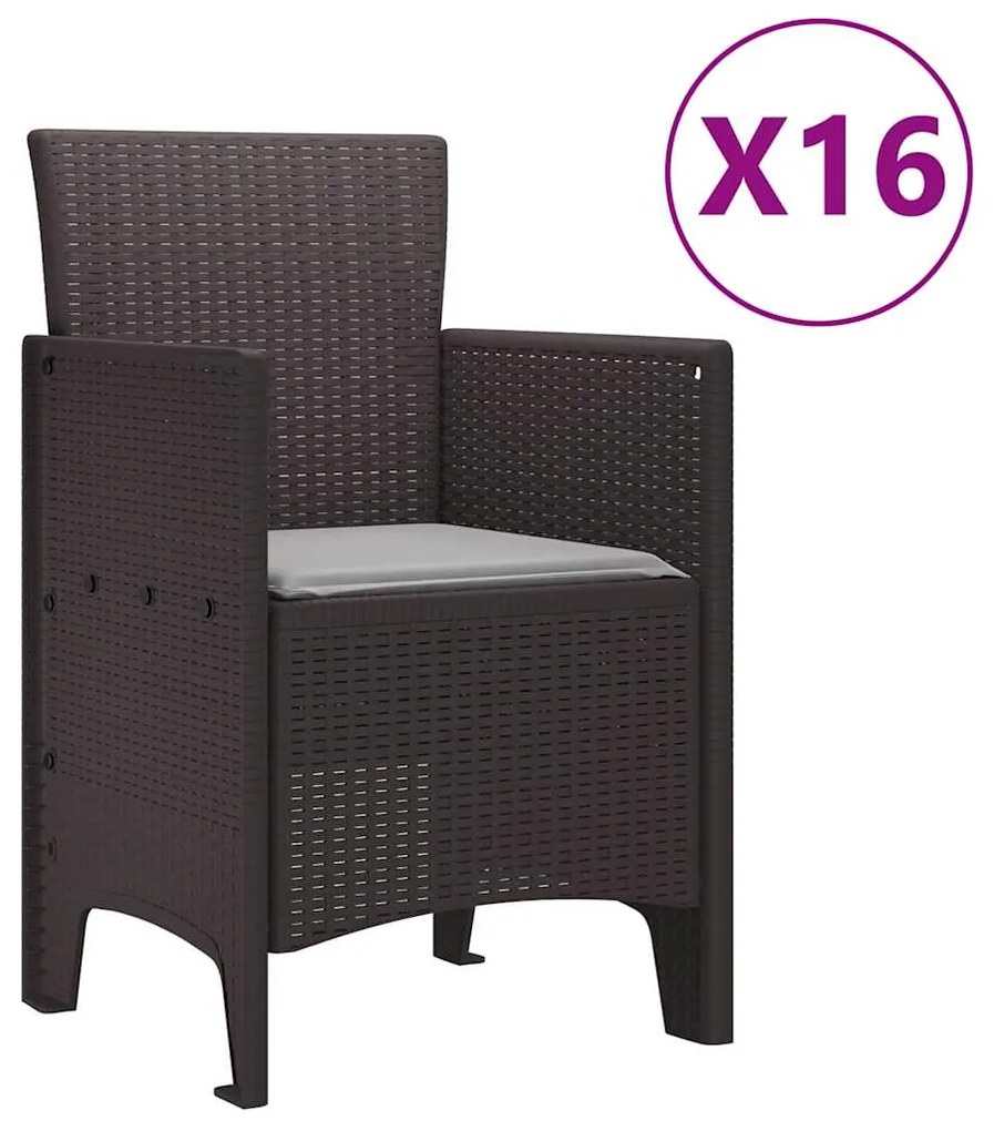 Conjunto de Jantar de Jardim 17 pcs Castanho Para 16 Pessoas