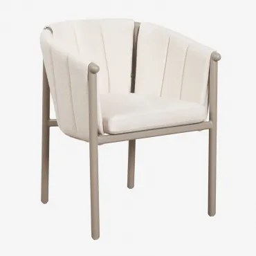 Pack De 2 Cadeiras De Jantar Com Braços Em Bouclé E Alumínio Boleni Bouclé Branco Gardenia - Sklum