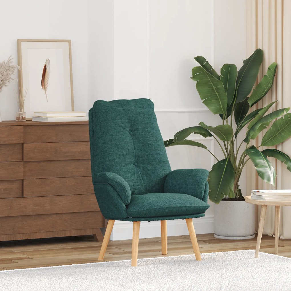 vidaXL Poltrona Relaxante Verde Escura Tecido