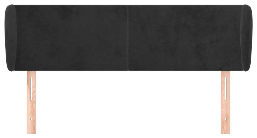 Cabeceira de cama c/ abas veludo 147x23x78/88 cm preto