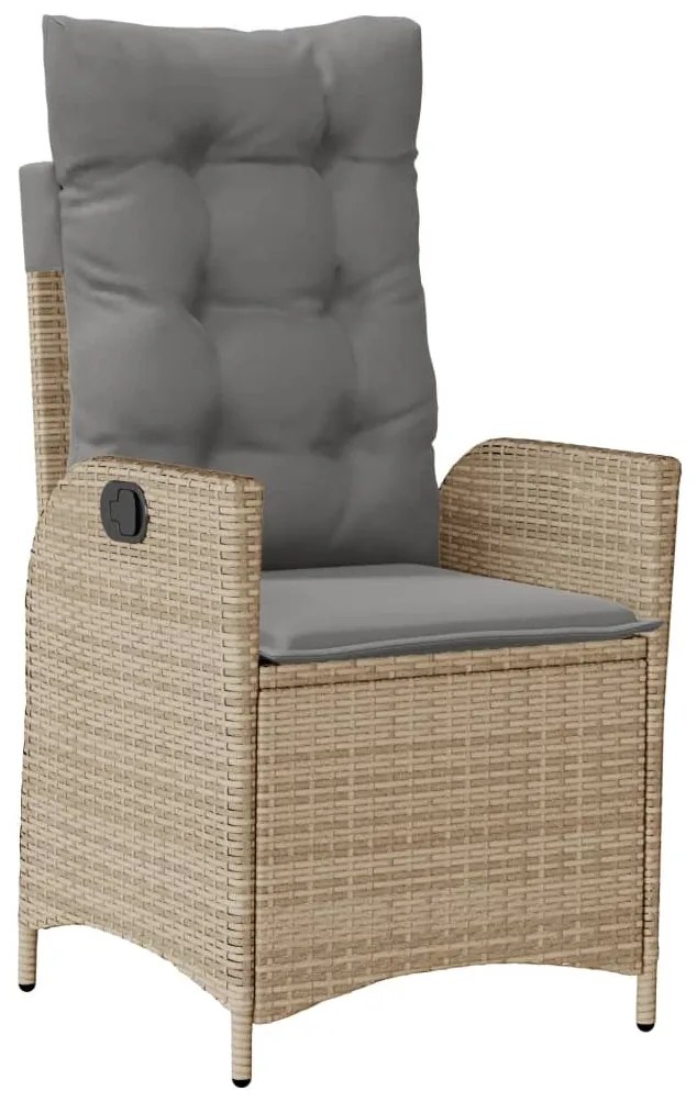 9 pcs conjunto de jantar p/ jardim com almofadões vime PE bege