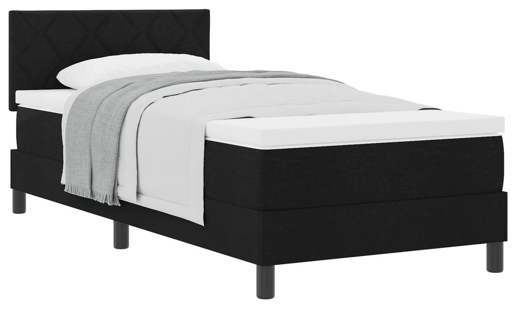 Cama Box Spring com Colchão Preta 90x200 cm Tecido