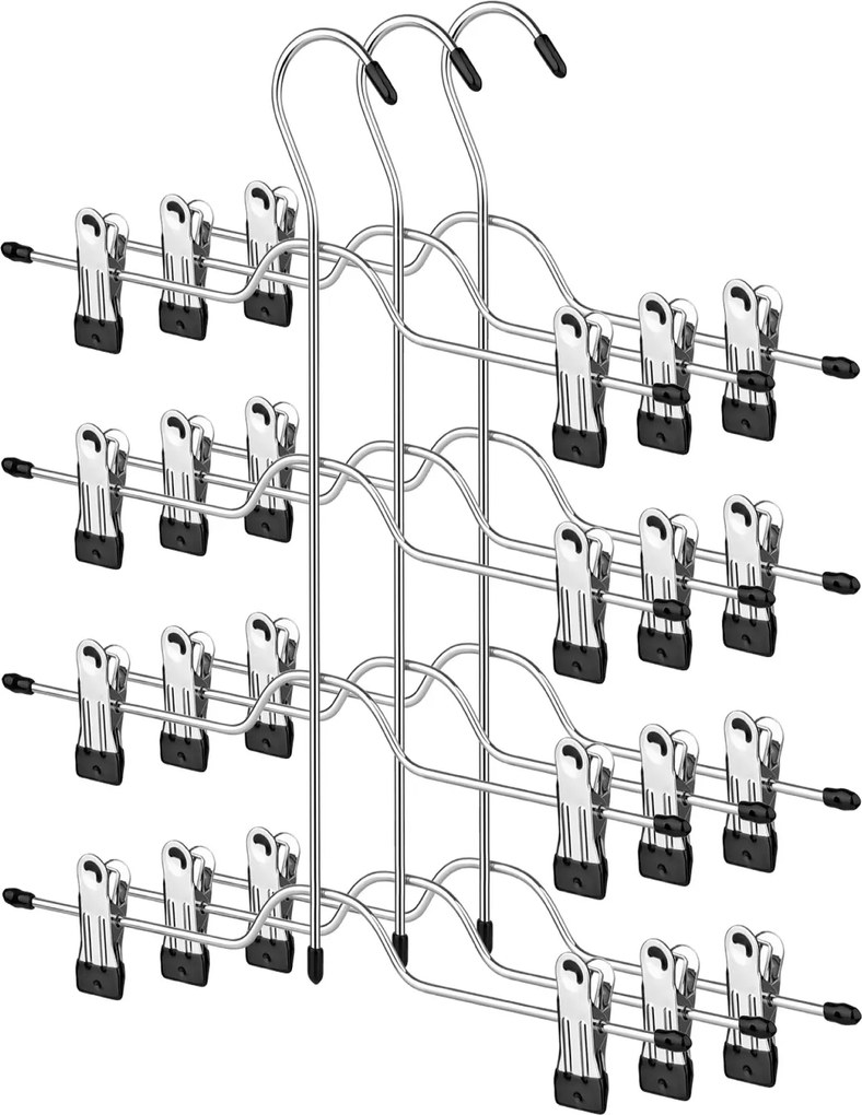 Conjunto de 3 Cabide para saias com clipes de metal 33 x 37,5 cm prateado-preto