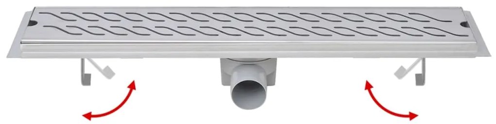 Dreno de chuveiro linear onda 630x140 mm aço inoxidável