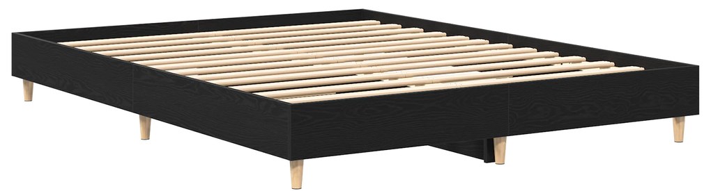 Estrutura de Cama Carvalho Preto 140x200 cm Madeira de Engenharia