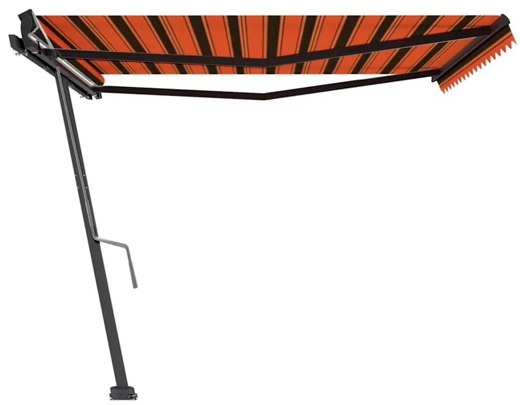 Toldo retrátil manual independente 450x300cm laranja e castanho