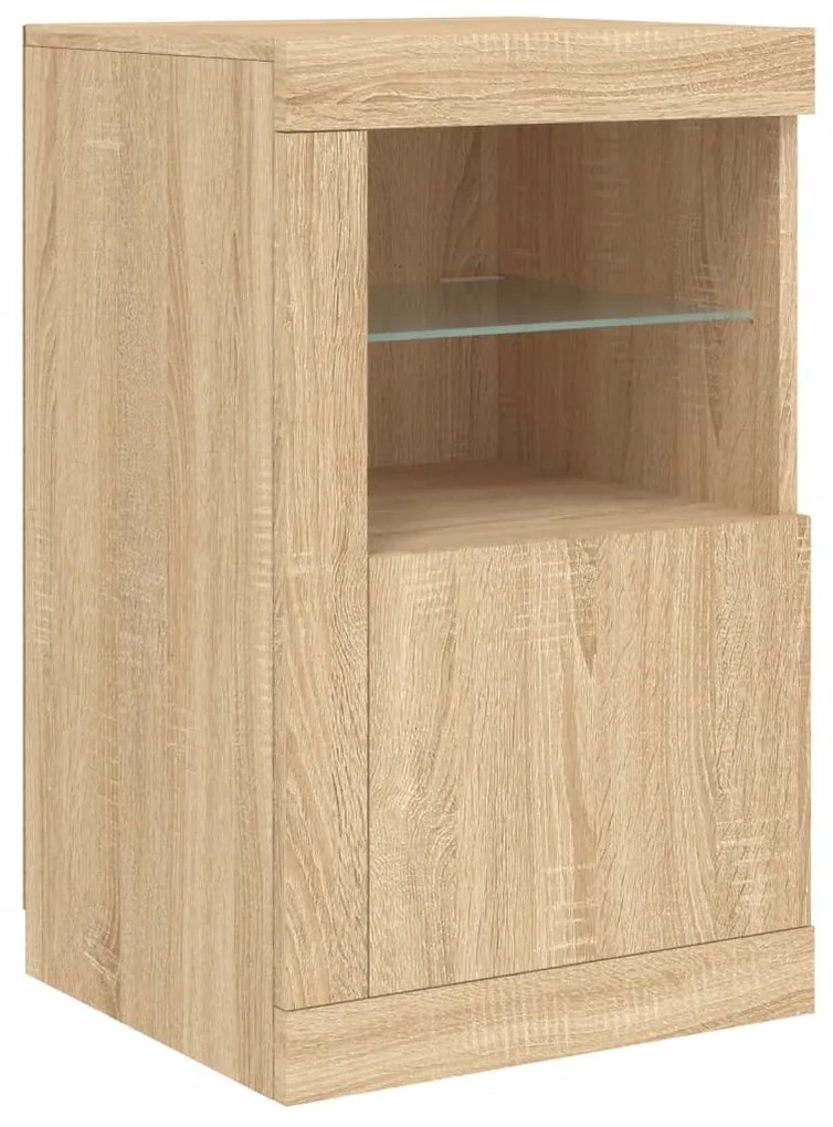 Aparador com luzes LED 123x37x67 cm carvalho sonoma
