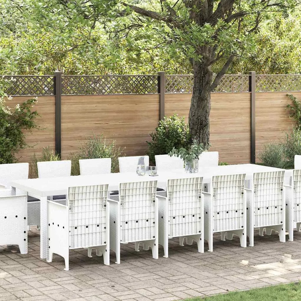 vidaXL Conjunto de Jantar de Jardim 15 pcs Branco Largo