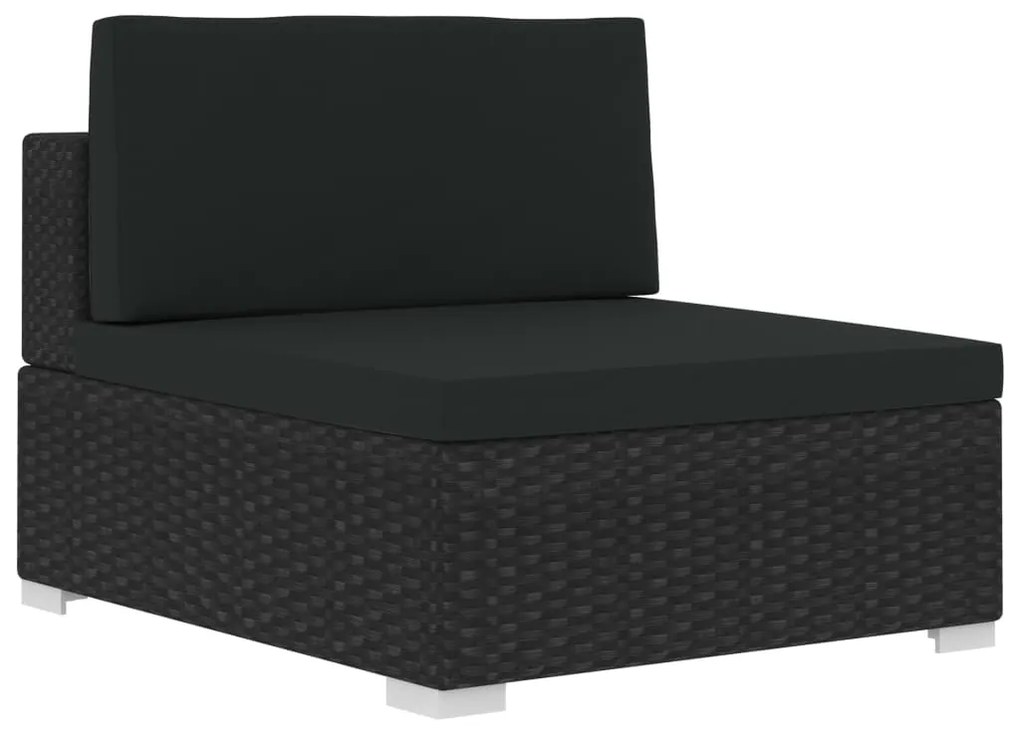 Conjunto sofás de jardim c/ almofadões 4 pcs vime PE preto