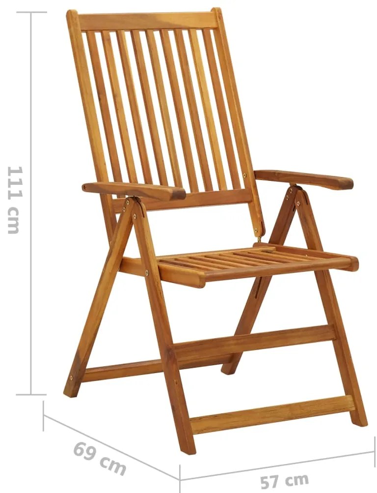 Cadeiras de jardim dobráveis c/ almofadões 3 pcs acácia maciça