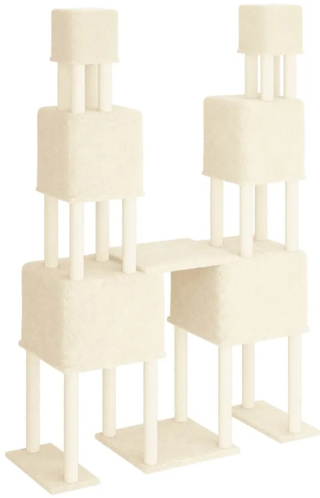 Árvore para gatos c/ postes arranhadores sisal 199 cm cor creme