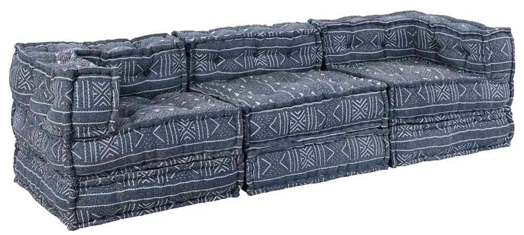 vidaXL Almofada 3 pcs Azul 70 x 70 x 54 cm Poliéster