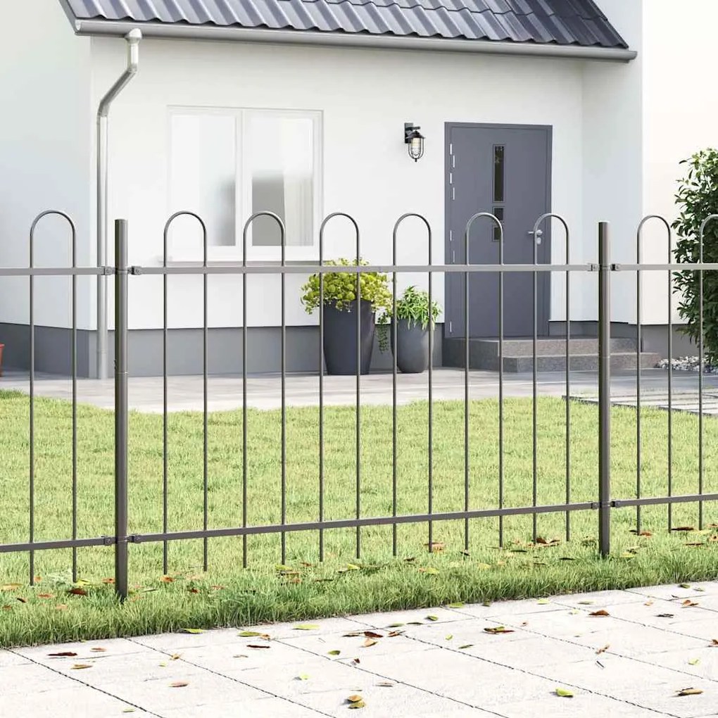 vidaXL Cerca de Jardim com Topo Curvo Cinza 3,4x1m em Aço