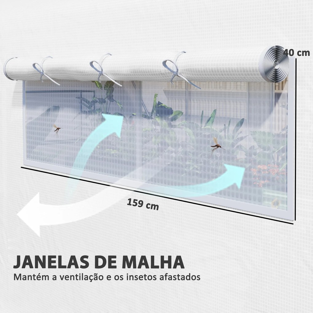 Estufa tipo Túnel 6x3x2 m Estufa de Exterior com 4 Janelas de Malha Co