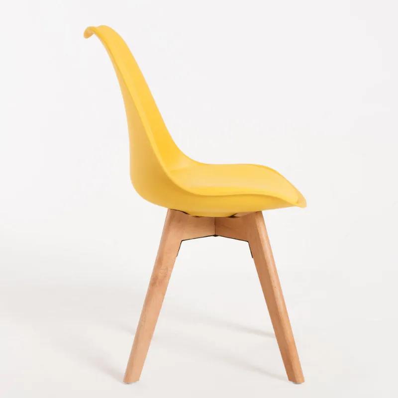Cadeira Lena com Assento Almofadado - Amarelo - Design Nórdico