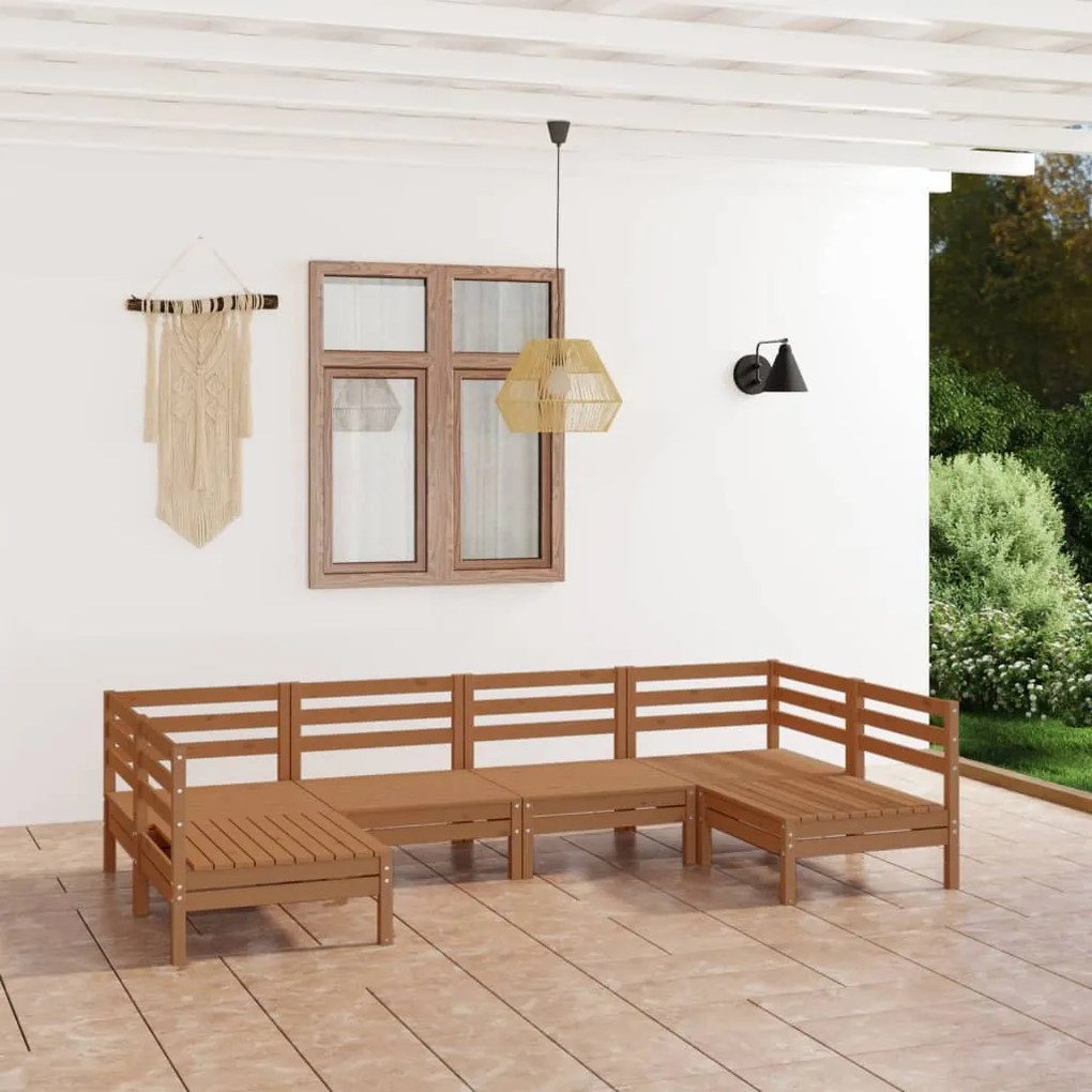 vidaXL 6 pcs conjunto lounge de jardim pinho maciço castanho mel
