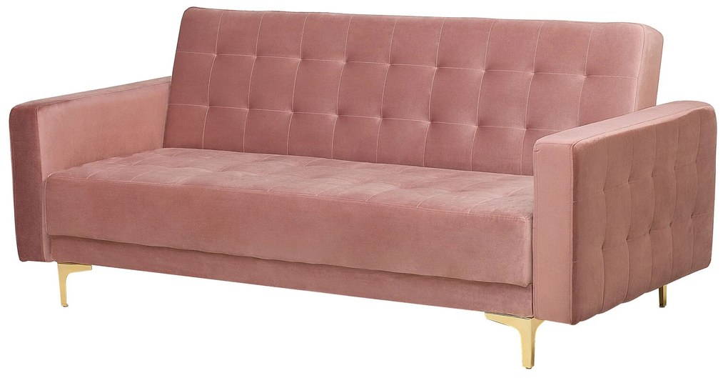 Sofá-cama de 3 lugares em veludo rosa ABERDEEN Beliani