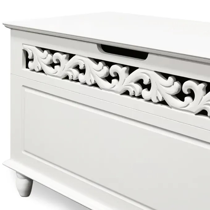 Baú arrumação de madeira Jersey 80x40x48cm Branco
