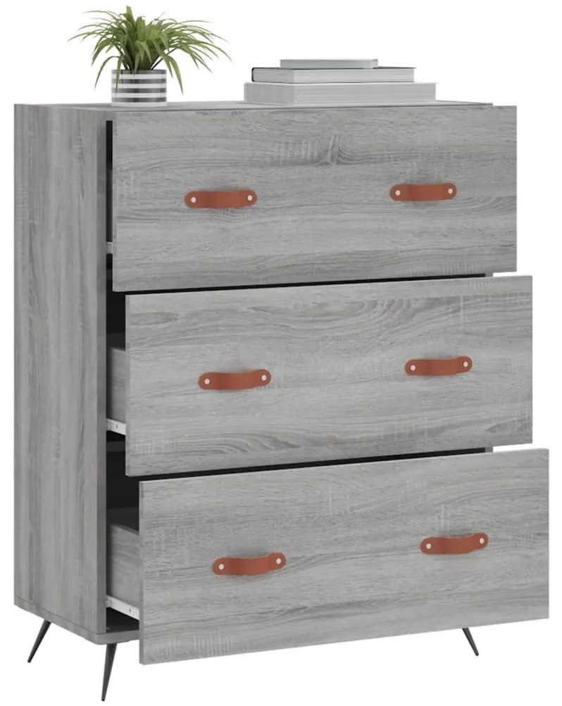 Cómoda 69,5x34x90 cm derivados de madeira cinzento sonoma