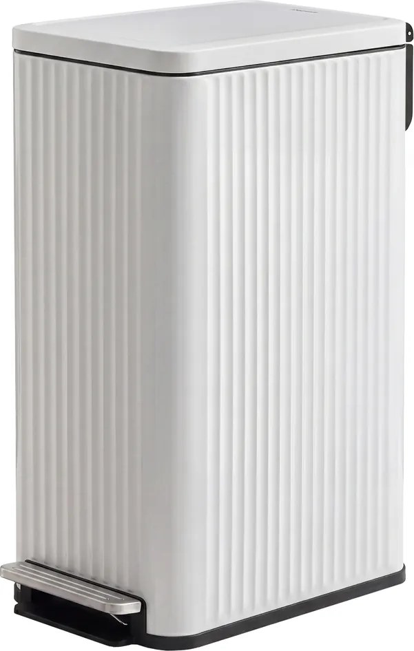 Caixote do lixo de cozinha de 50 L, caixote do lixo com pedal e tampa com fecho suave Branco
