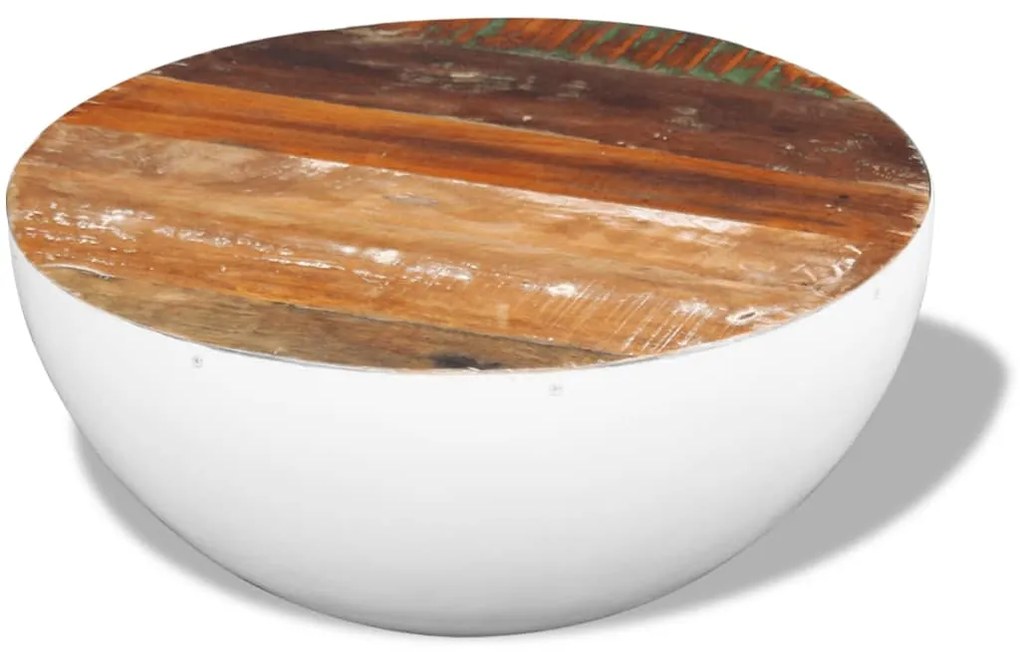 Mesa centro formato tigela 60x60x30 cm madeira reciclada maciça
