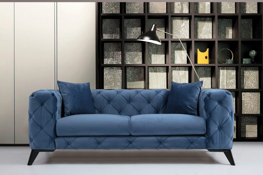 Sofá de 2 Lugares Como – Azul – 197x73x90 cm