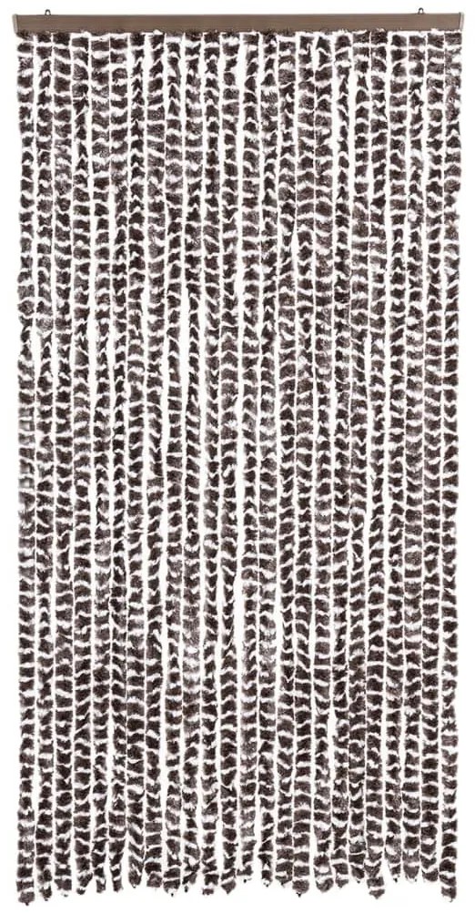 Cortina anti-insetos 100x200 cm chenille castanho e branco