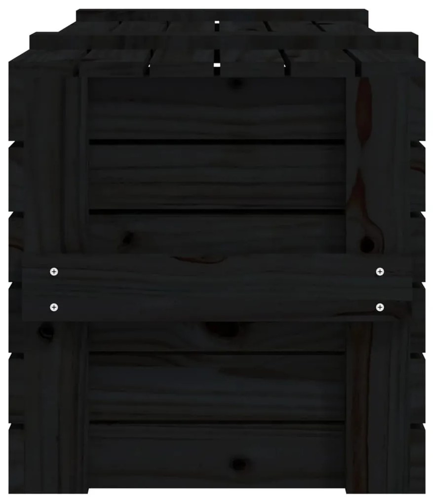 Caixa de arrumação 91x40,5x42 cm madeira de pinho maciça preto