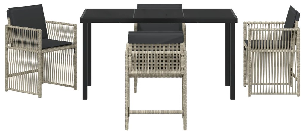 Conjunto de Jantar de Jardim vidaXL de 5 Peças com Almofadas em Cinza