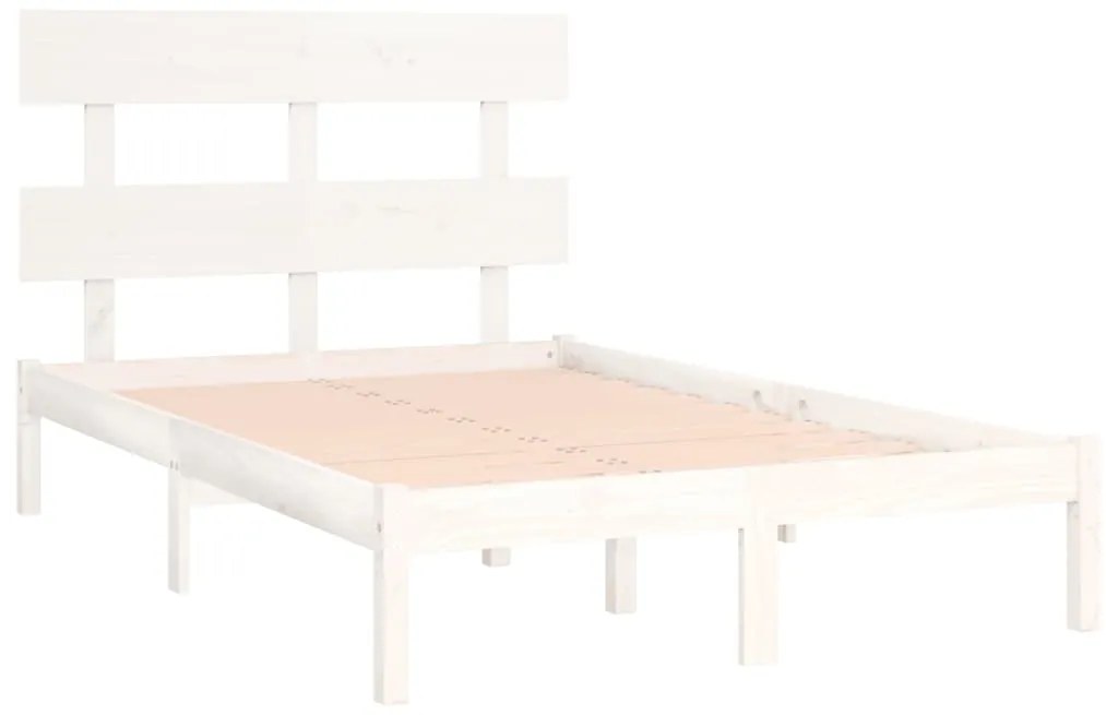 Estrutura de cama 160x200 cm madeira maciça branco