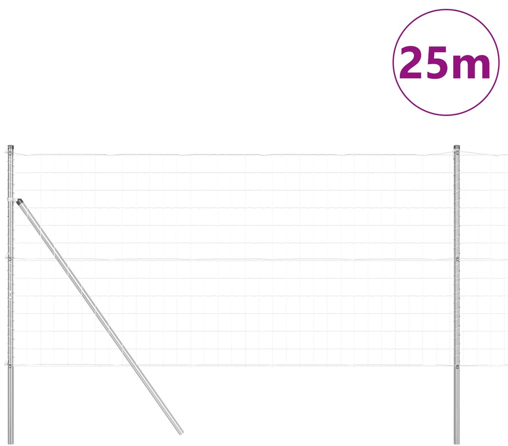 Cerca Euro com 13 Postes 1,2x25 m Aço Galvanizado