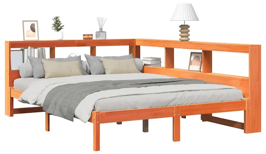 Cama com estante sem colchão 150x200 cm pinho maciço