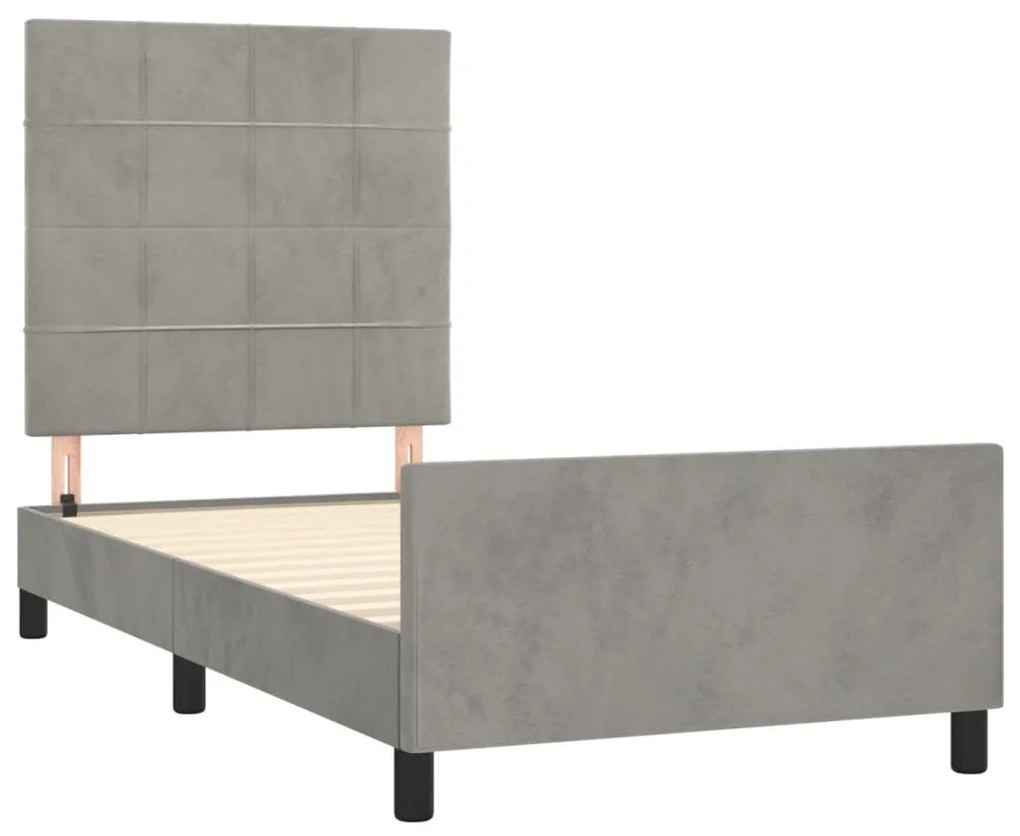 Estrutura de cama sem colchão 90x190 cm veludo cinzento-claro