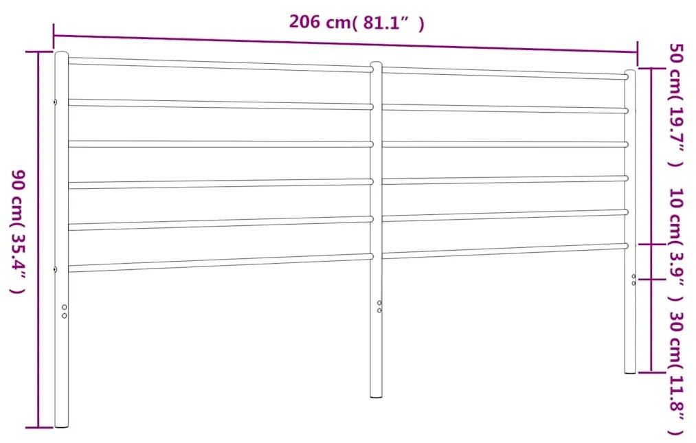 Cabeceira de cama 200 cm metal branco