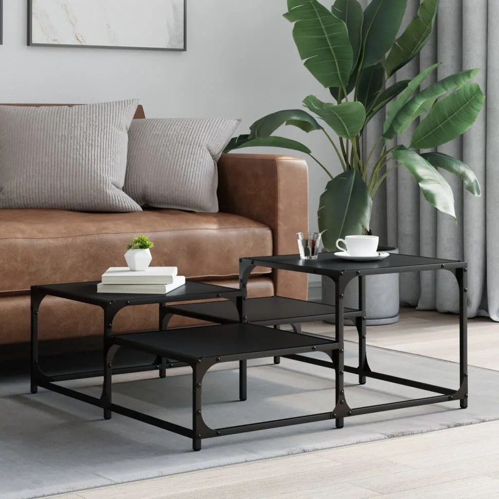 Mesa de centro 87,5x87,5x40 cm derivados de madeira preto