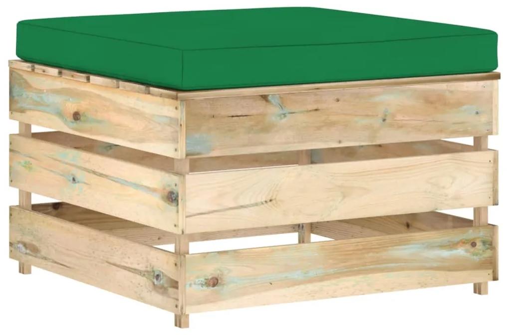 3074524 vidaXL Otomano seccional com almofadão madeira impregnada verde