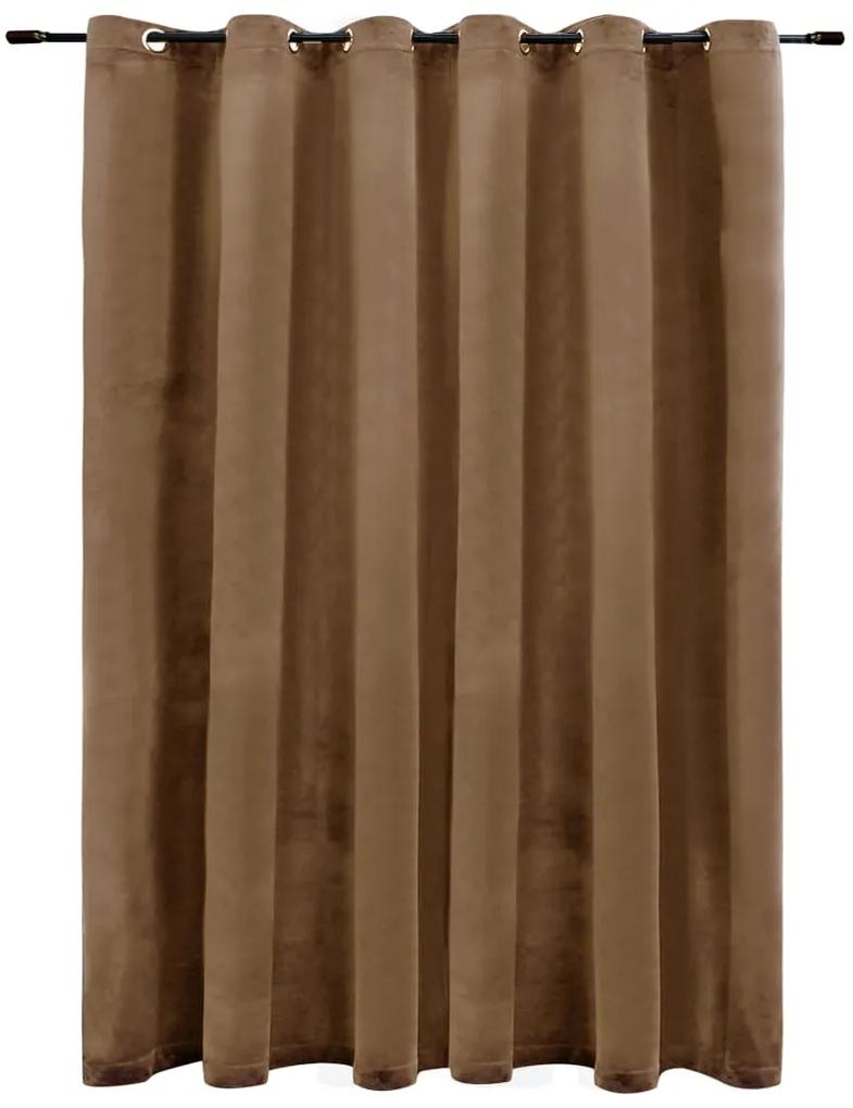 Cortina blackout com argolas em metal 290x245 cm veludo bege