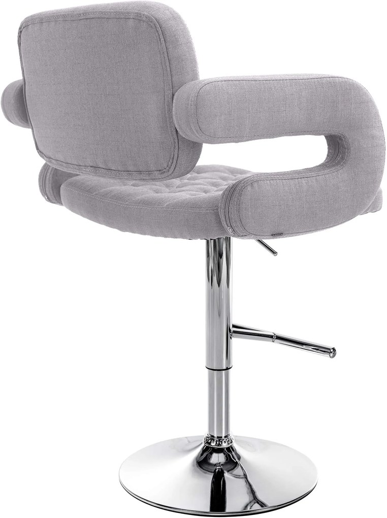 Banco de bar Dublin STOFF C regulável altura 103 - 123 x 63 x 55 cm com revestimento em tecido cinzento
