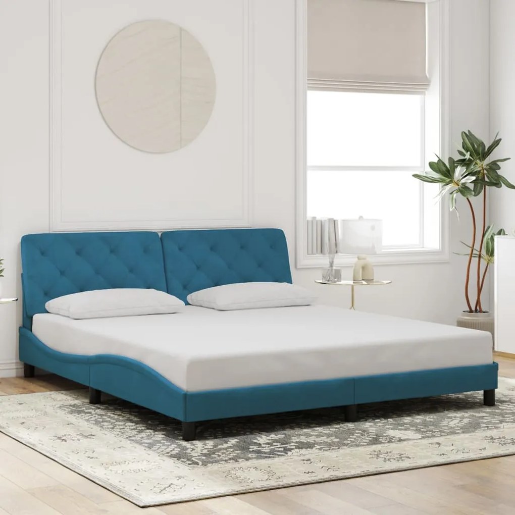 vidaXL Estrutura de cama c/ cabeceira 180x200 cm veludo azul